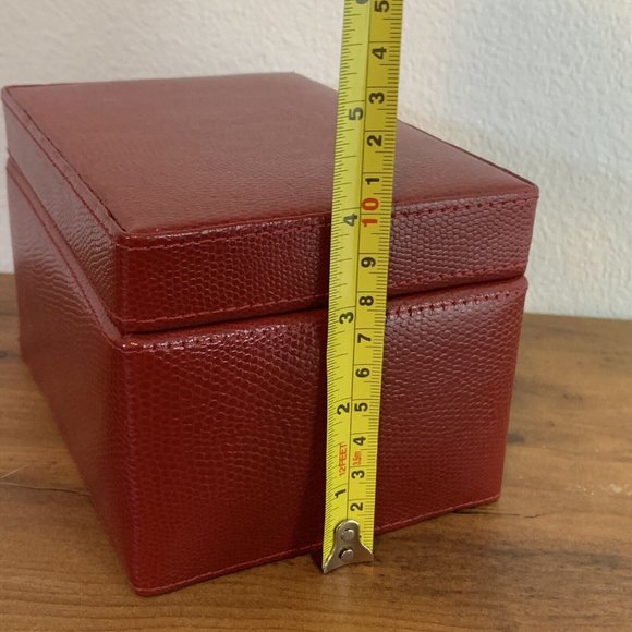 Tuscan Designs Red Leather Rectangular Jewelry Box 6.5" Length - Picture 7 of 7